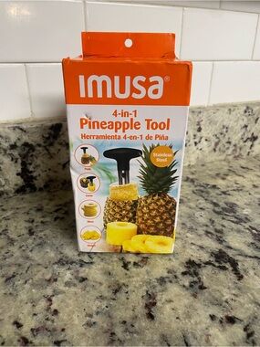 Imusa 4-in-1 Pineapple slicer swirl peeler Tool - Orange corer kitchen healthy